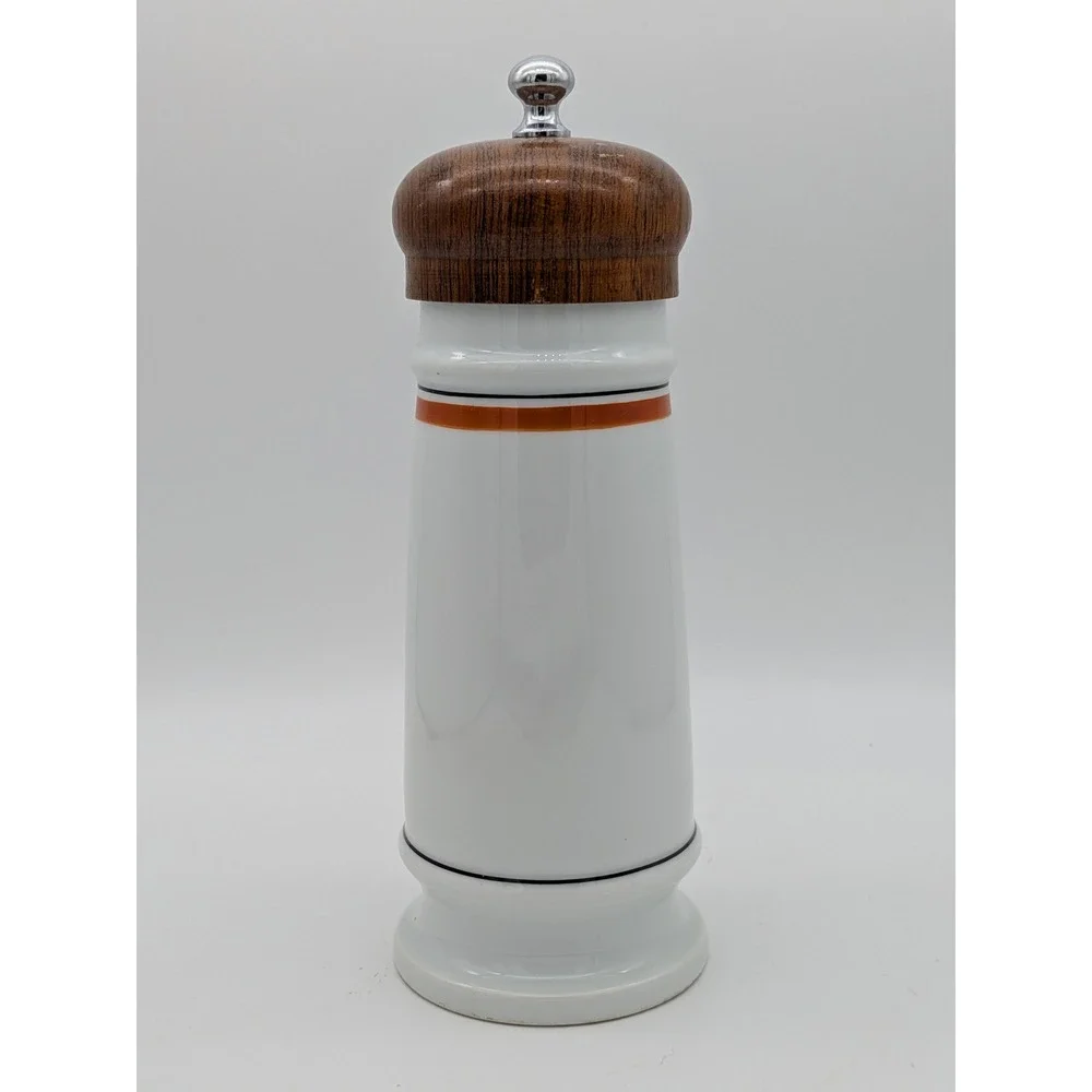 Vintage Porcelaine d'Auteuil Paris France Pepper Mill Grinder Wood Ceramic 8.75